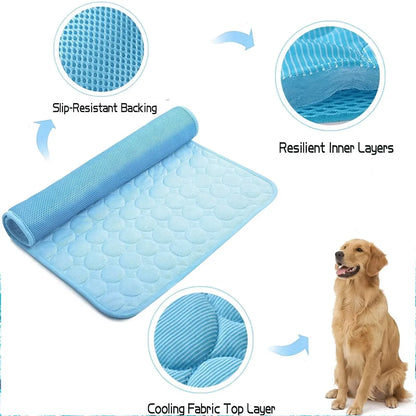 2026 New Cooling Dog Bed, Ice Silk Cooling Mat for Dogs with Ice Silk Fabric, Non-Slip & Machine Washable Design, Summer Comfort Mat for Small to Large Pets, Universal Fit