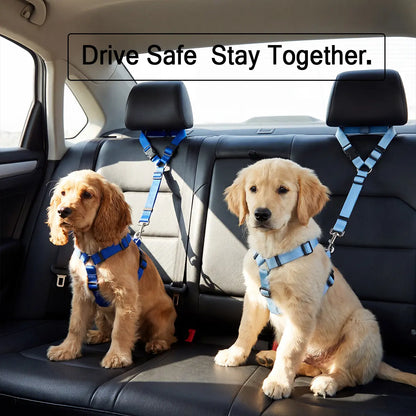 Dog Car Safety Harness Straps Sky Blue, Length Adjustable Pet Safety Leash for Suvs Cars Trucks, Universal Fit Pet Travel Accessory Dual LED Retractable Bite Resistant Inflatable Balls Set Chew Outdoor Interactive Bungee Toy