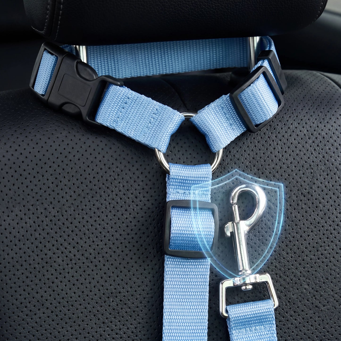Dog Car Safety Harness Straps Sky Blue, Length Adjustable Pet Safety Leash for Suvs Cars Trucks, Universal Fit Pet Travel Accessory Dual LED Retractable Bite Resistant Inflatable Balls Set Chew Outdoor Interactive Bungee Toy