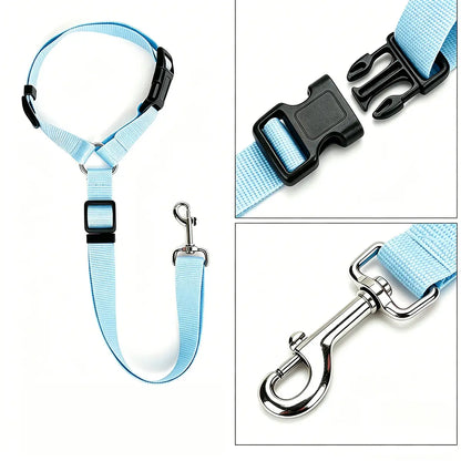 Dog Car Safety Harness Straps Sky Blue, Length Adjustable Pet Safety Leash for Suvs Cars Trucks, Universal Fit Pet Travel Accessory Dual LED Retractable Bite Resistant Inflatable Balls Set Chew Outdoor Interactive Bungee Toy