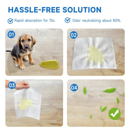 Pet Quick Absorbent Sheets, New Style Dog Pee Pad, 12"X10" for Urine and Pet Stain & Odor Remover