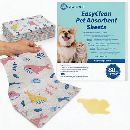 Pet Quick Absorbent Sheets, New Style Dog Pee Pad, 12"X10" for Urine and Pet Stain & Odor Remover